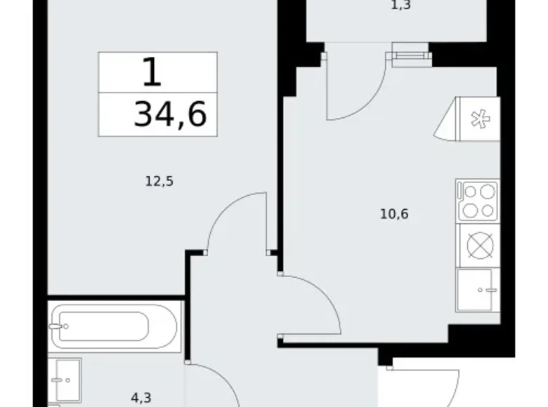 Wohnung 1 zimmer 35 m² Troizk, Russland