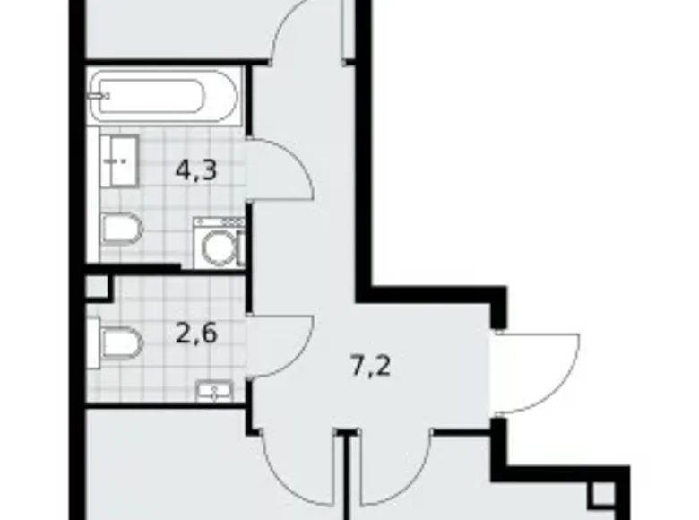 2 room apartment 52 m² Kommunarka, Russia