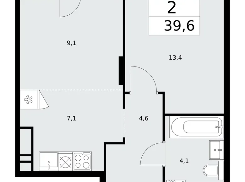 Mieszkanie 2 pokoi 40 m² Troick, Rosja