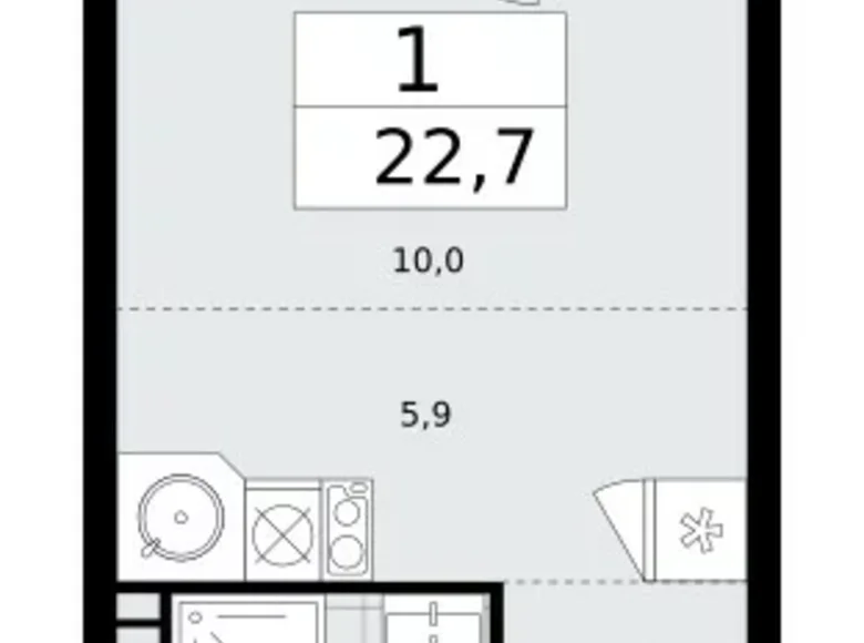 1 room apartment 23 m² Kommunarka, Russia