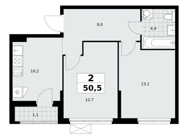Mieszkanie 2 pokoi 51 m² Kommunarka, Rosja