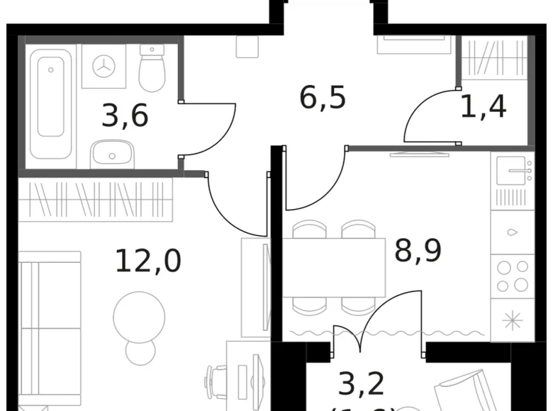 Mieszkanie 1 pokój 34 m² Moskwa, Rosja