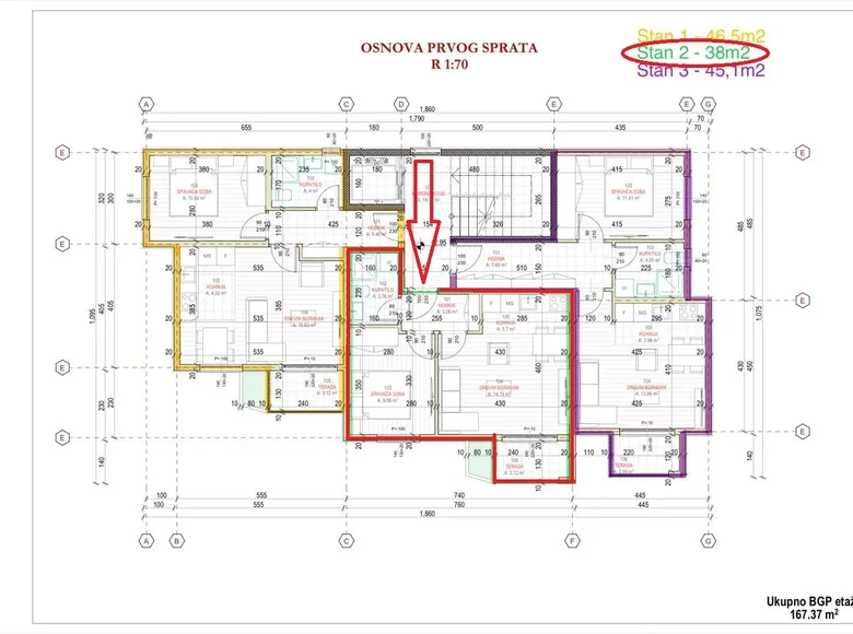 Wohnung 2 zimmer 38 m² Bar, Montenegro