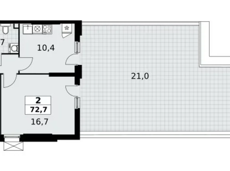 Apartamento 2 habitaciones 73 m² Kommunarka, Rusia