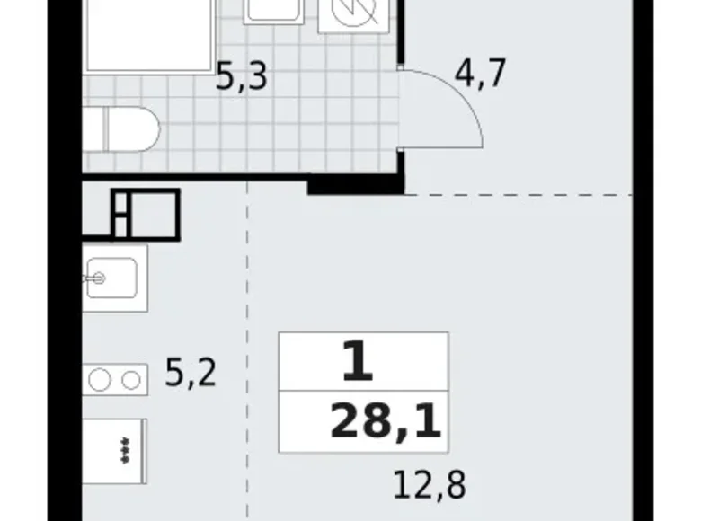 Apartamento 1 habitación 28 m² Krasnoye Selo, Rusia