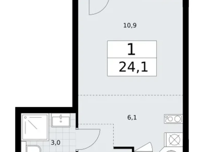 Wohnung 1 zimmer 24 m² Wnukowo, Russland