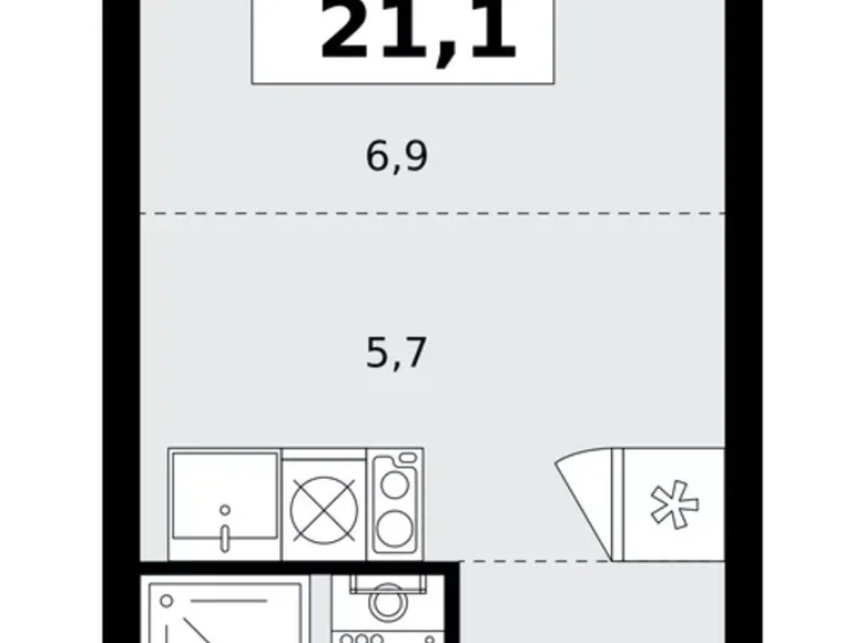 1 room apartment 21 m² Kommunarka, Russia