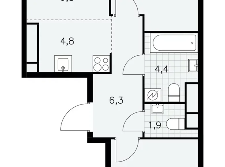 3 room apartment 57 m² Moscow, Russia