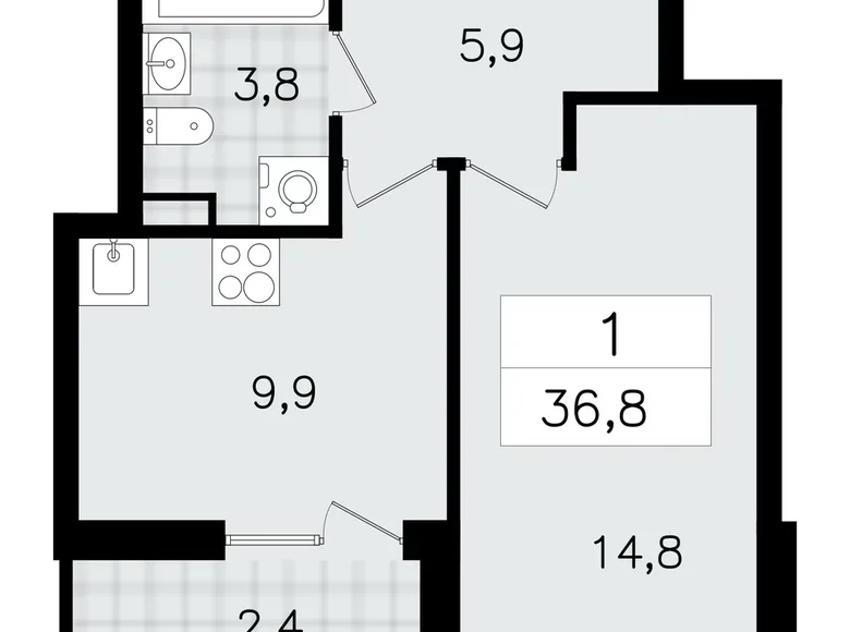 Appartement 1 chambre 37 m² Vsevolozhsk, Russie