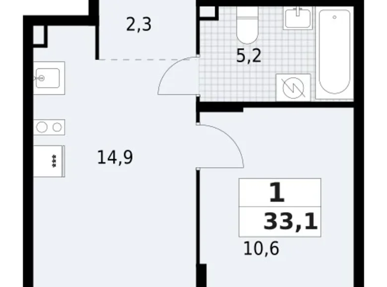 Apartamento 1 habitación 33 m² Krasnoye Selo, Rusia