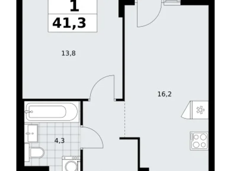 Wohnung 1 zimmer 41 m² Troizk, Russland