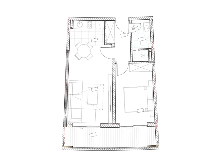 Квартира 1 комната 52 м² Boreti, Черногория