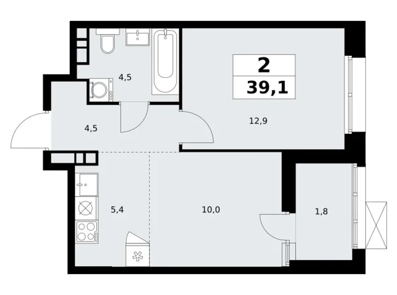 Apartamento 2 habitaciones 39 m² Kommunarka, Rusia