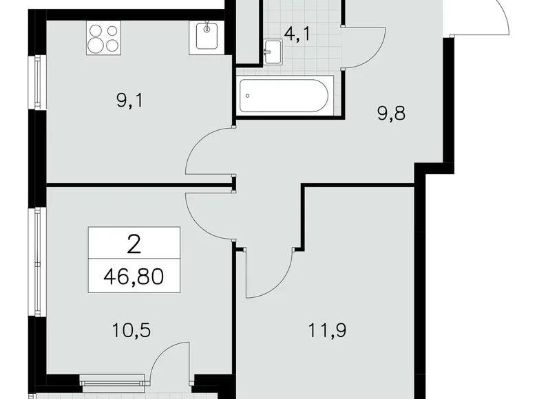Mieszkanie 2 pokoi 47 m² Moskwa, Rosja