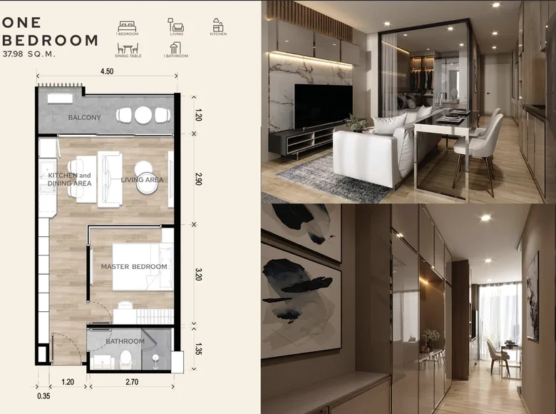 Apartamento 1 habitación 38 m² Karon, Tailandia