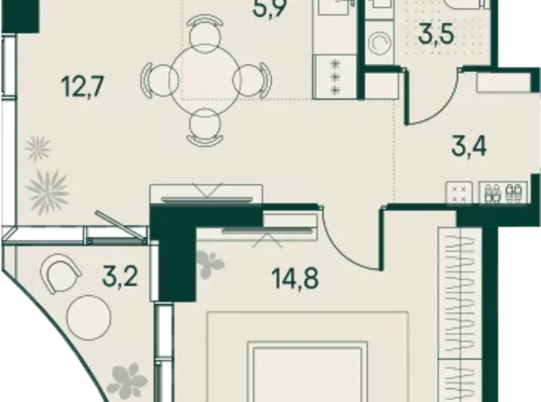 1 bedroom apartment 41 m² Moscow, Russia