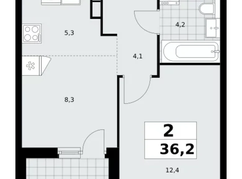 Apartamento 2 habitaciones 36 m² Kommunarka, Rusia