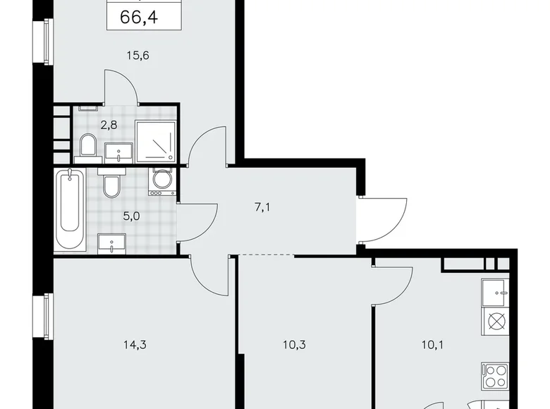 Mieszkanie 3 pokoi 66 m² Kommunarka, Rosja