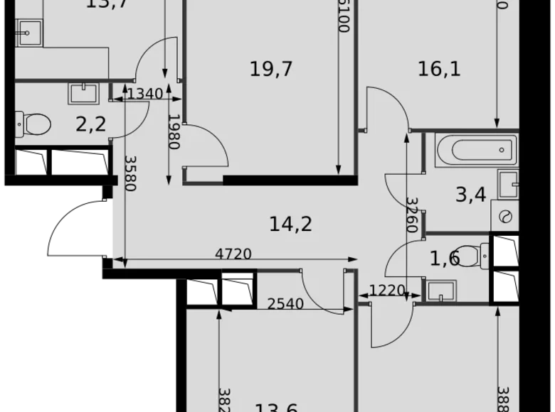 Apartamento 4 habitaciones 98 m² Razvilka, Rusia