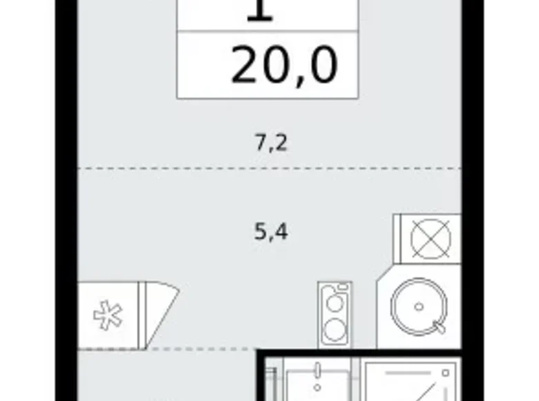 1 room apartment 20 m² Kommunarka, Russia