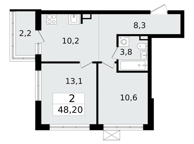 Mieszkanie 2 pokoi 47 m² Vsevolozhsk, Rosja