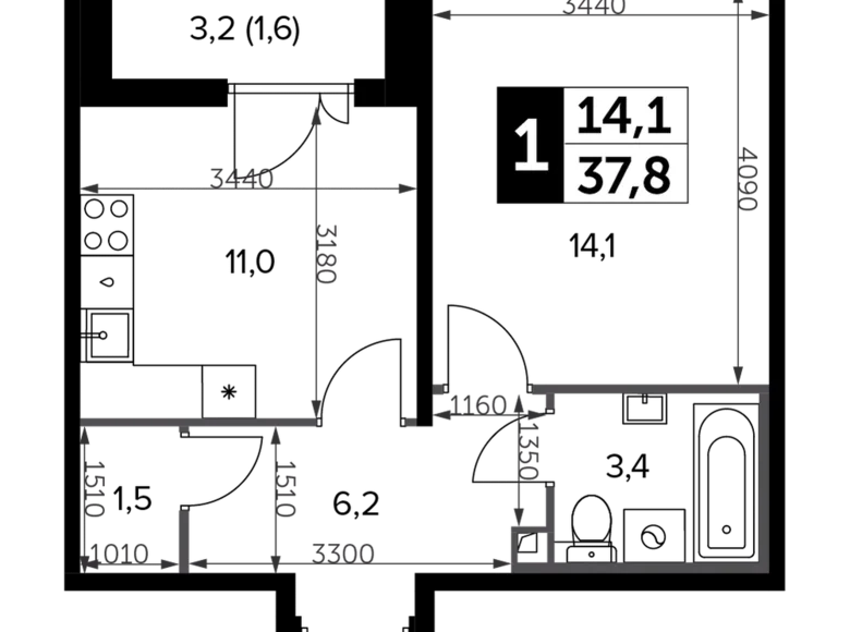 Mieszkanie 1 pokój 38 m² Leninsky District, Rosja