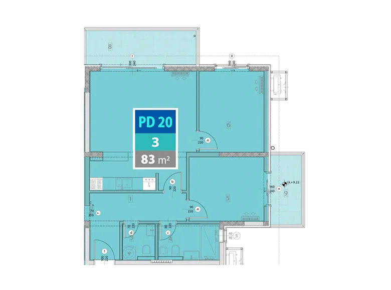 Mieszkanie 3 pokoi 83 m² Provodina, Czarnogóra