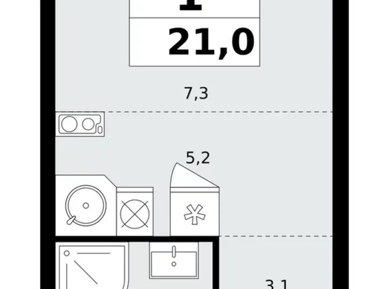 Appartement 1 chambre 21 m² Kommunarka, Russie