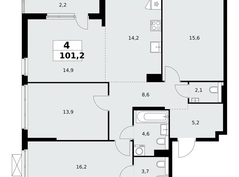 Wohnung 4 zimmer 101 m² Kommunarka, Russland