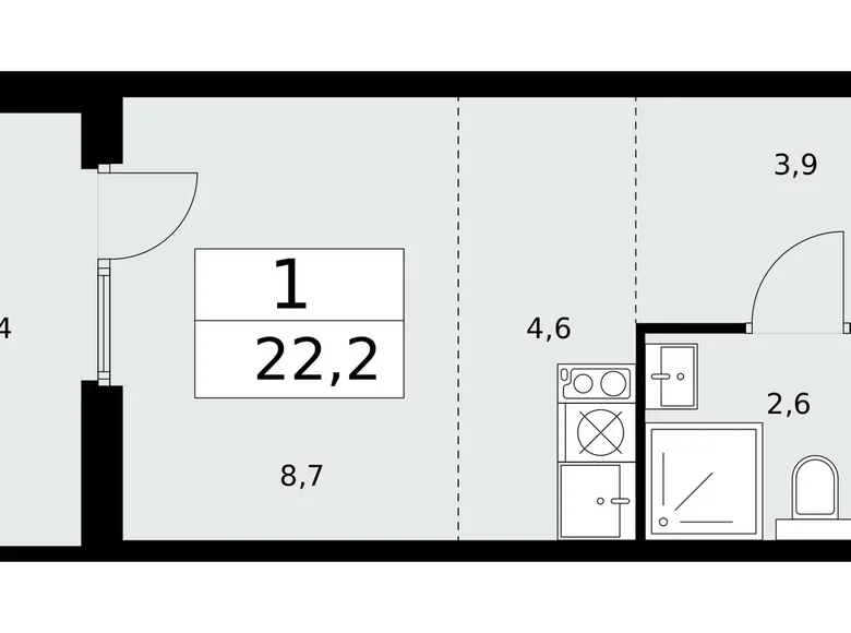 Wohnung 1 zimmer 22 m² Troizk, Russland