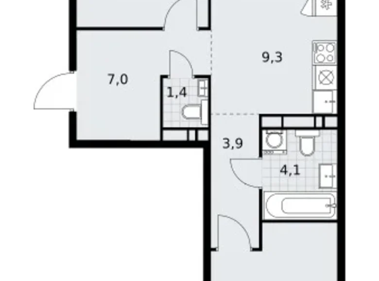 Квартира 3 комнаты 60 м² район Внуково, Россия