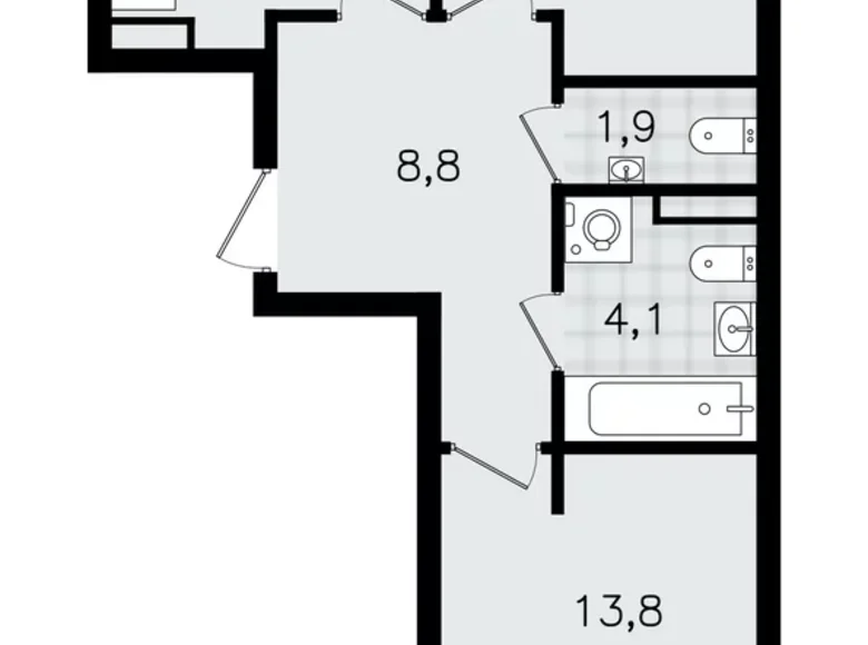 2 room apartment 55 m² Vsevolozhsk, Russia