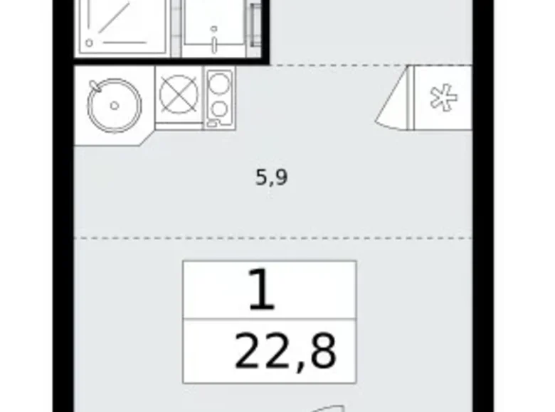 Квартира 1 комната 23 м² район Коммунарка, Россия