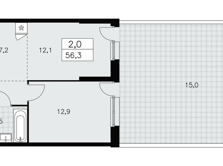 Appartement 2 chambres 56 m² Kommunarka, Russie