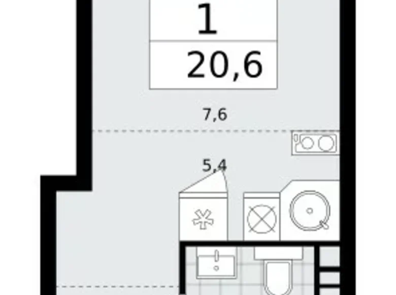 Apartamento 1 habitación 21 m² Kommunarka, Rusia