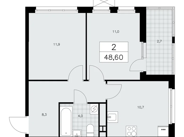 Mieszkanie 2 pokoi 49 m² Kommunarka, Rosja