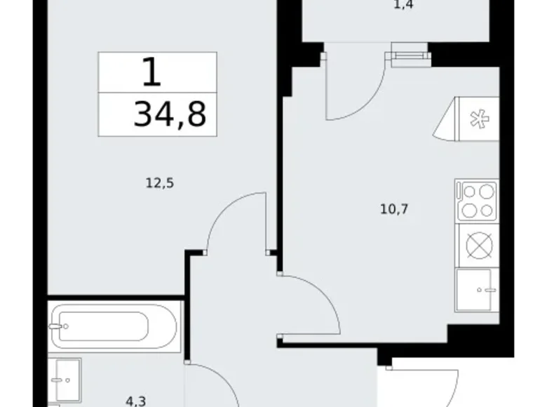 Mieszkanie 1 pokój 35 m² Troick, Rosja