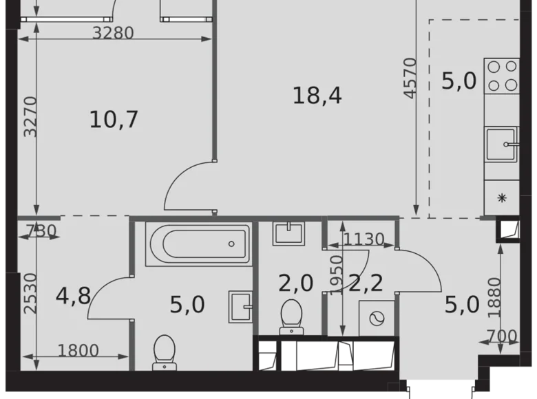 Appartement 2 chambres 57 m² Moscou, Russie