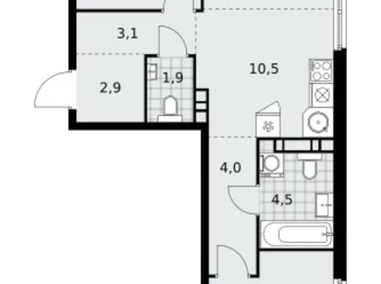 Mieszkanie 3 pokoi 59 m² Kommunarka, Rosja