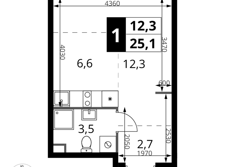 Kawalerka 1 pokój 25 m² Chimki, Rosja