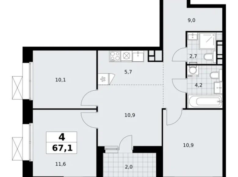 Apartamento 4 habitaciones 67 m² Kommunarka, Rusia