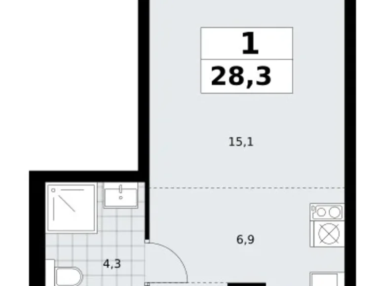 Appartement 1 chambre 28 m² Troïtsk, Russie