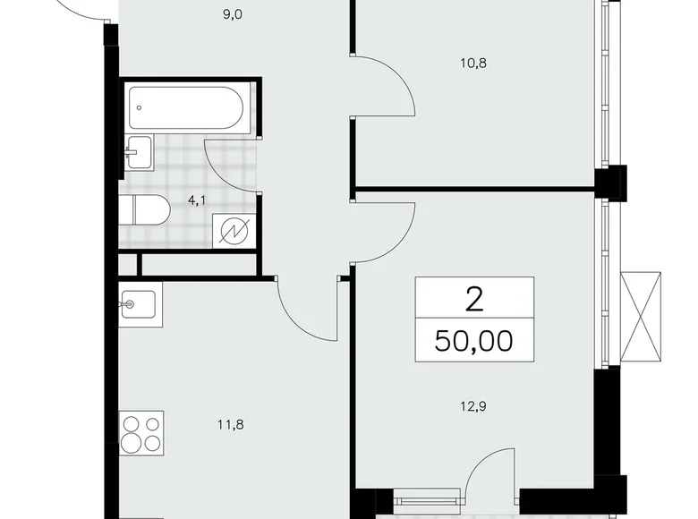 Квартира 2 комнаты 50 м² район Коммунарка, Россия