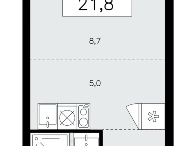 1 room apartment 22 m² Kommunarka, Russia