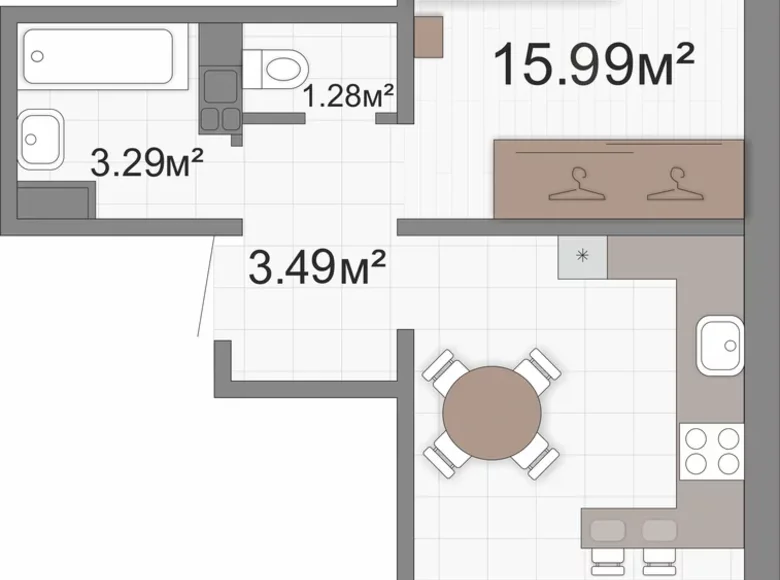 Appartement 1 chambre 42 m² Viazan, Bélarus