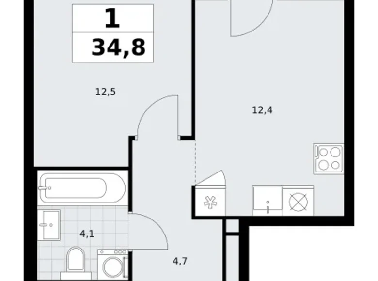 Wohnung 1 zimmer 35 m² Wnukowo, Russland