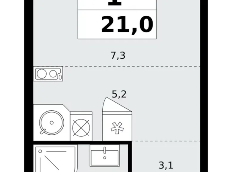 Appartement 1 chambre 21 m² Kommunarka, Russie