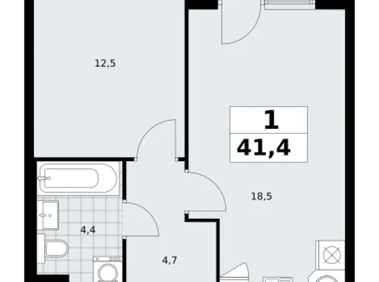 Wohnung 1 zimmer 41 m² Troizk, Russland