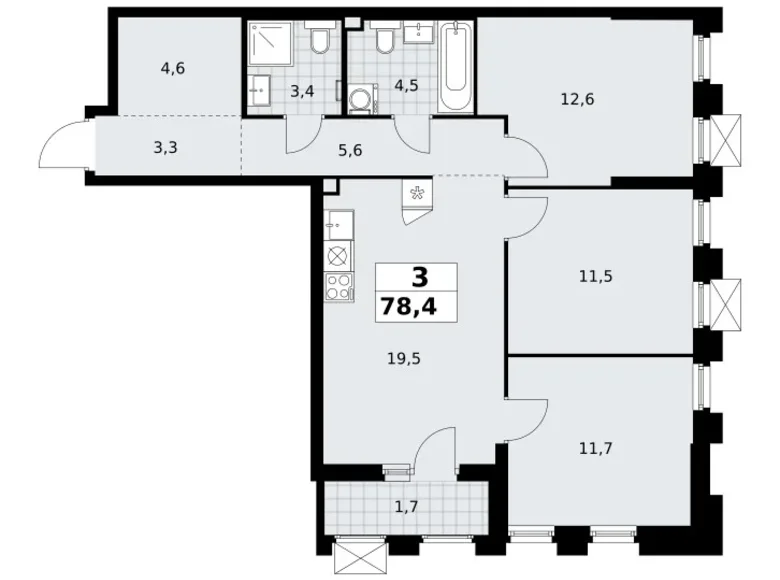 Wohnung 3 zimmer 78 m² Troizk, Russland