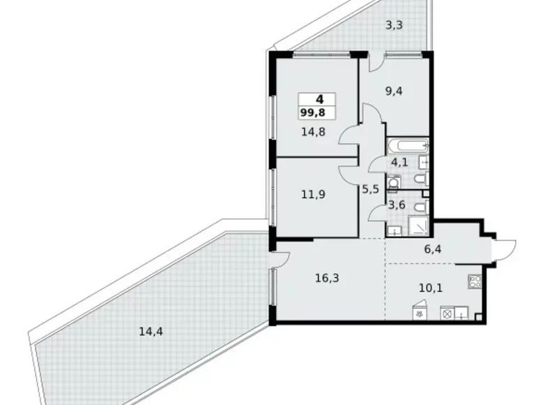 4 room apartment 100 m² Kommunarka, Russia
